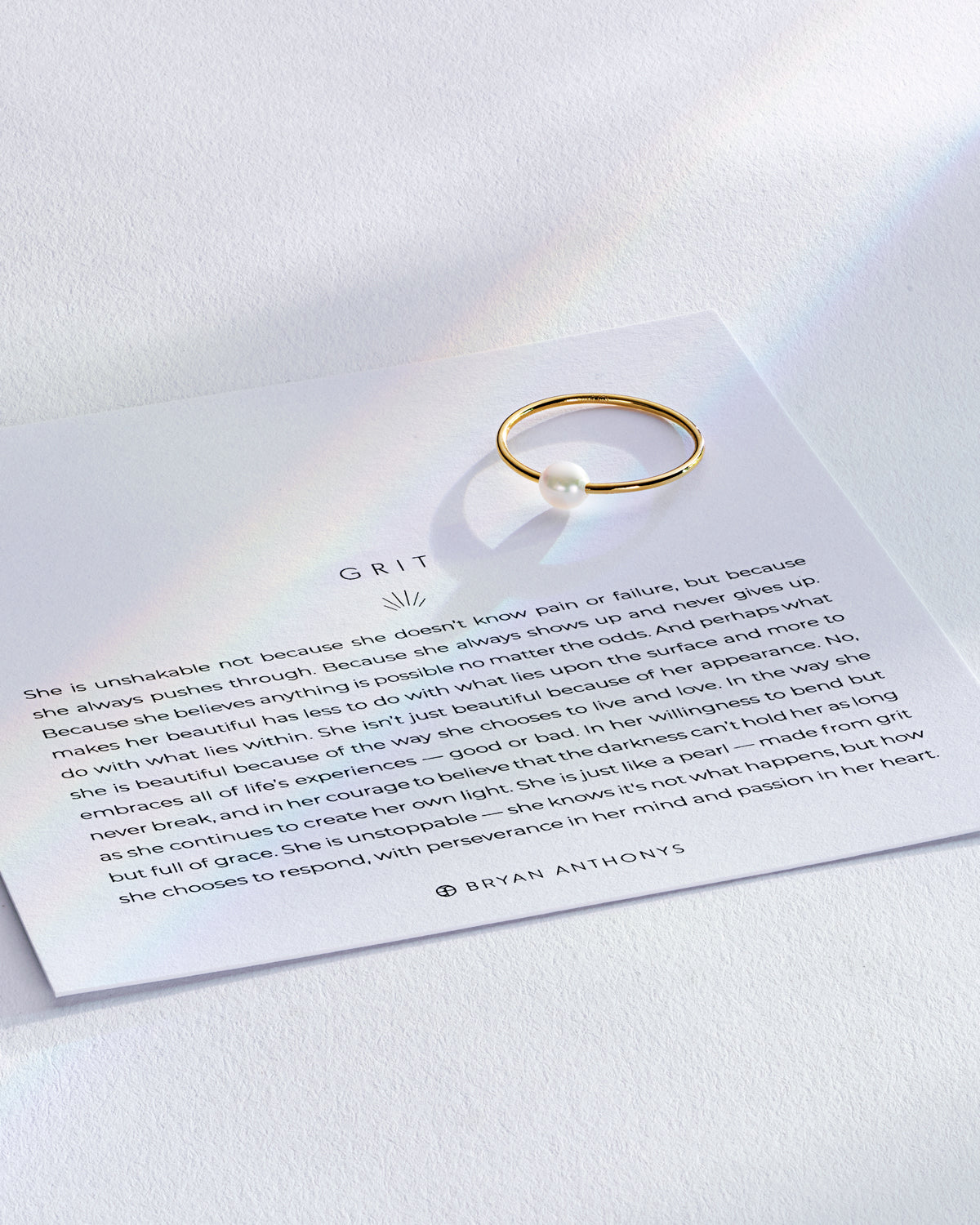 Bryan Anthonys Grit Pearl Gold Ring On Card