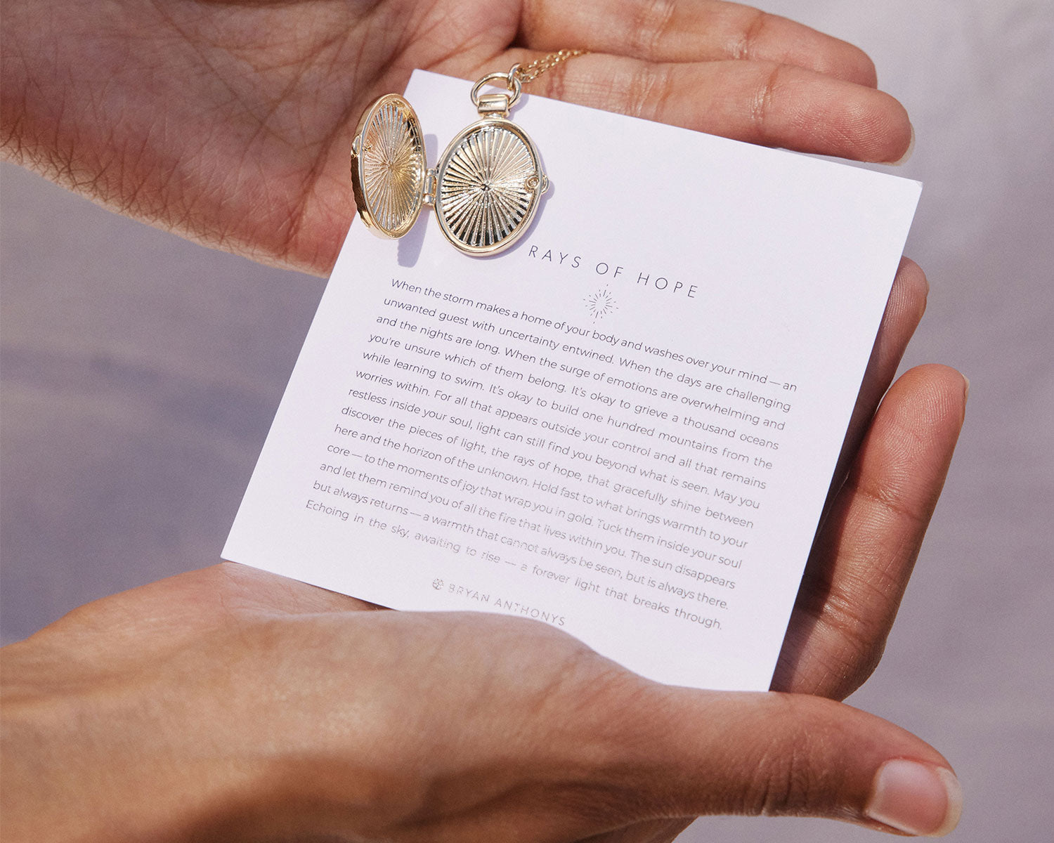 Bryan Anthonys Rays of Hope Locket Necklace on Jewelry Card Blog Post Designs for a Difference Regarding Cancer
