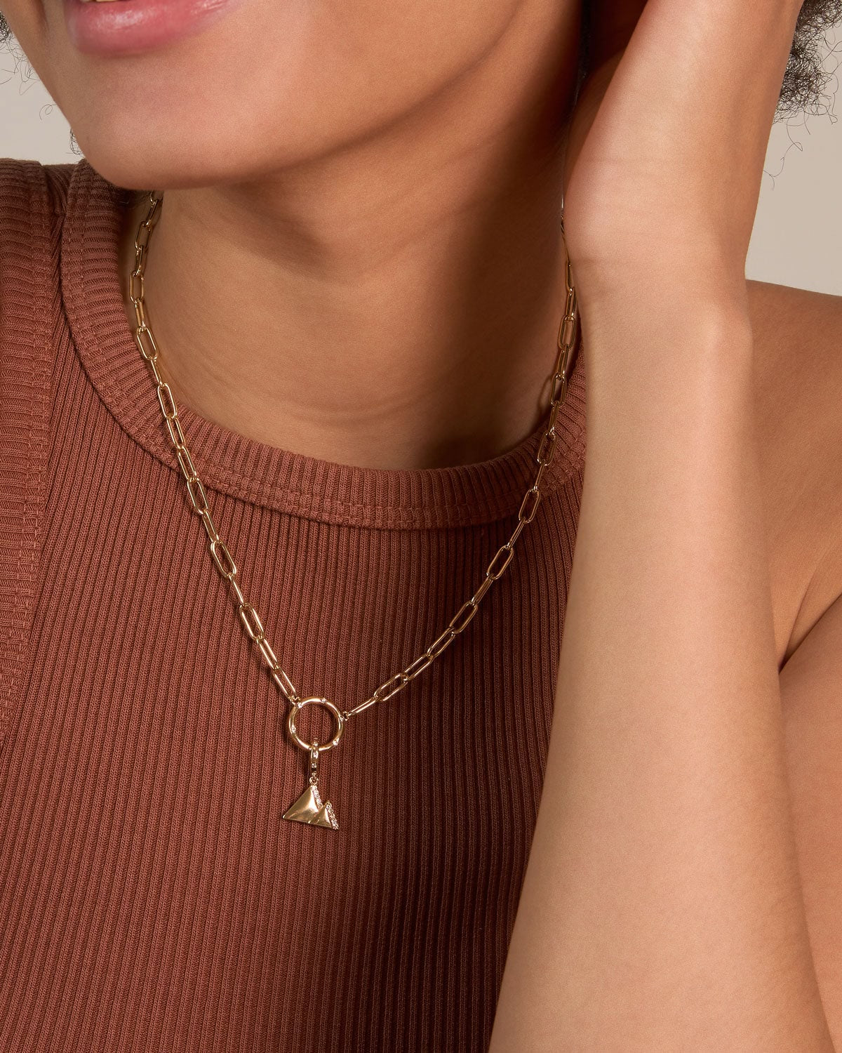 Bryan Anthonys Stories of You Gold Move Mountains Charm On Model