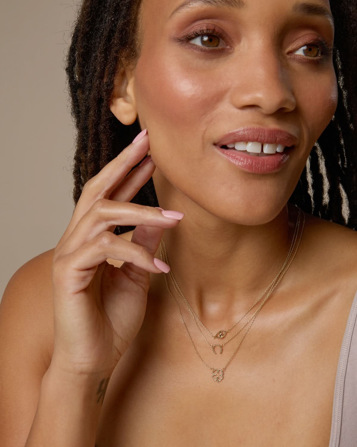 Bryan Anthonys Just For Luck Collection Evil Eye Necklace Gold On Model