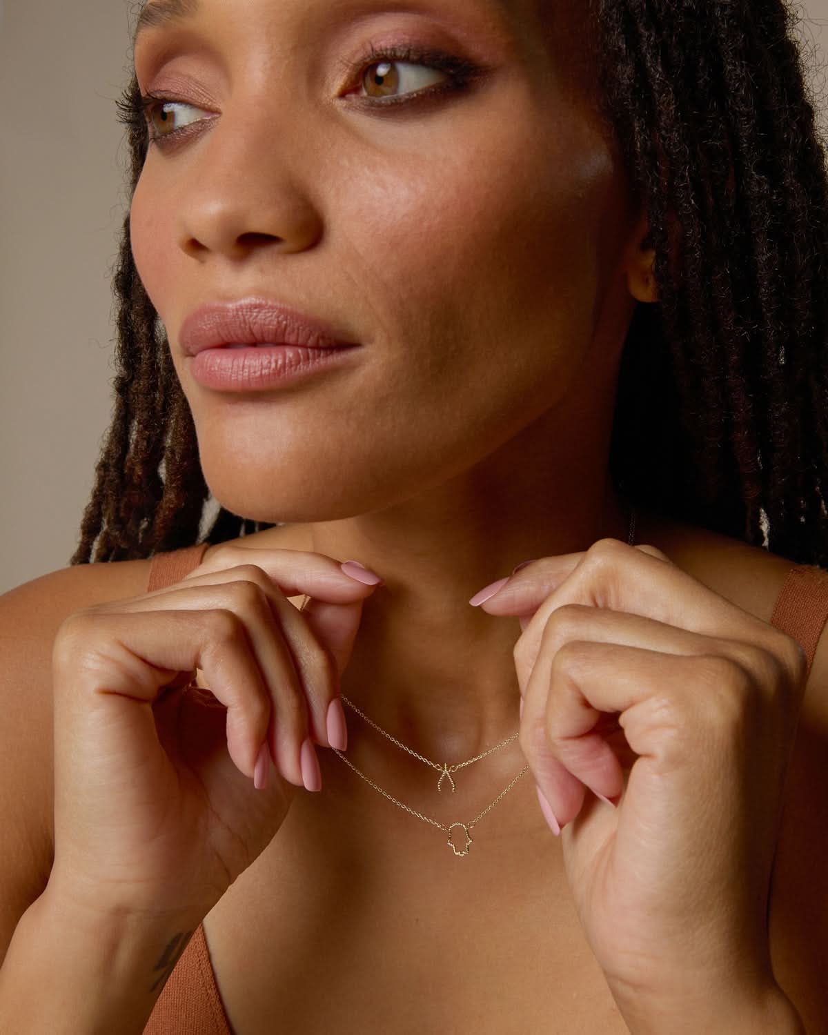 Bryan Anthonys Just For Luck Collection Evil Eye Necklace Gold On Model