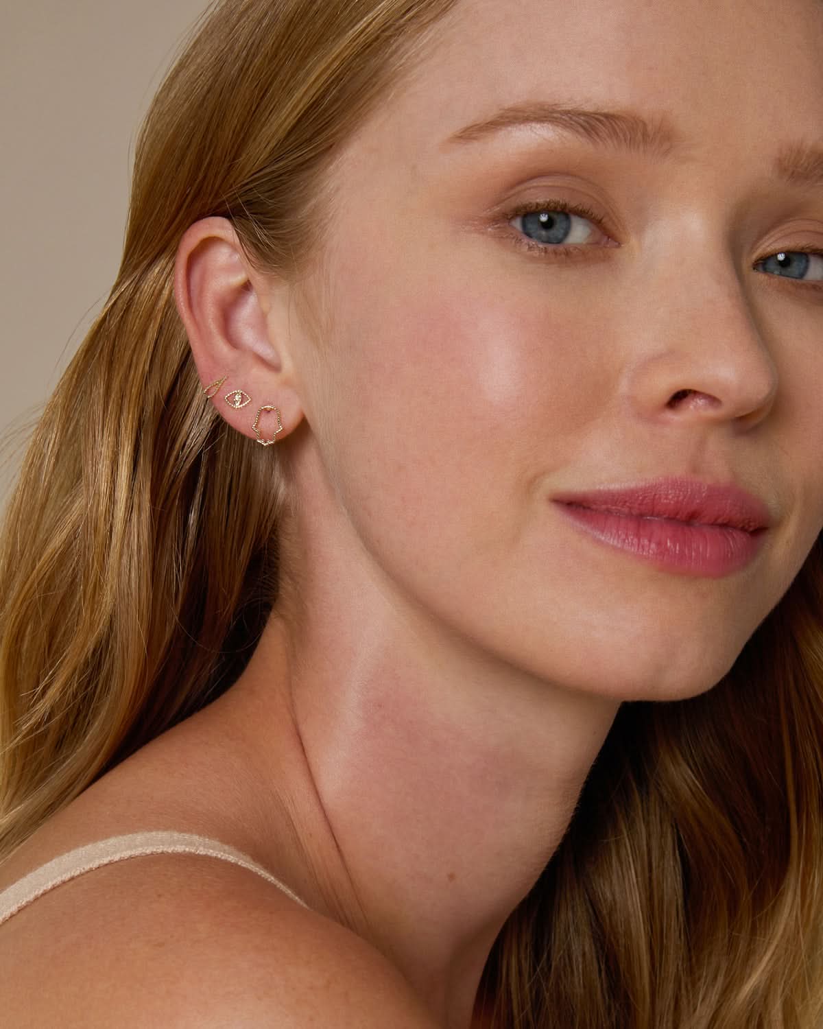 Bryan Anthonys Just For Luck Wishbone Gold Earring On Model