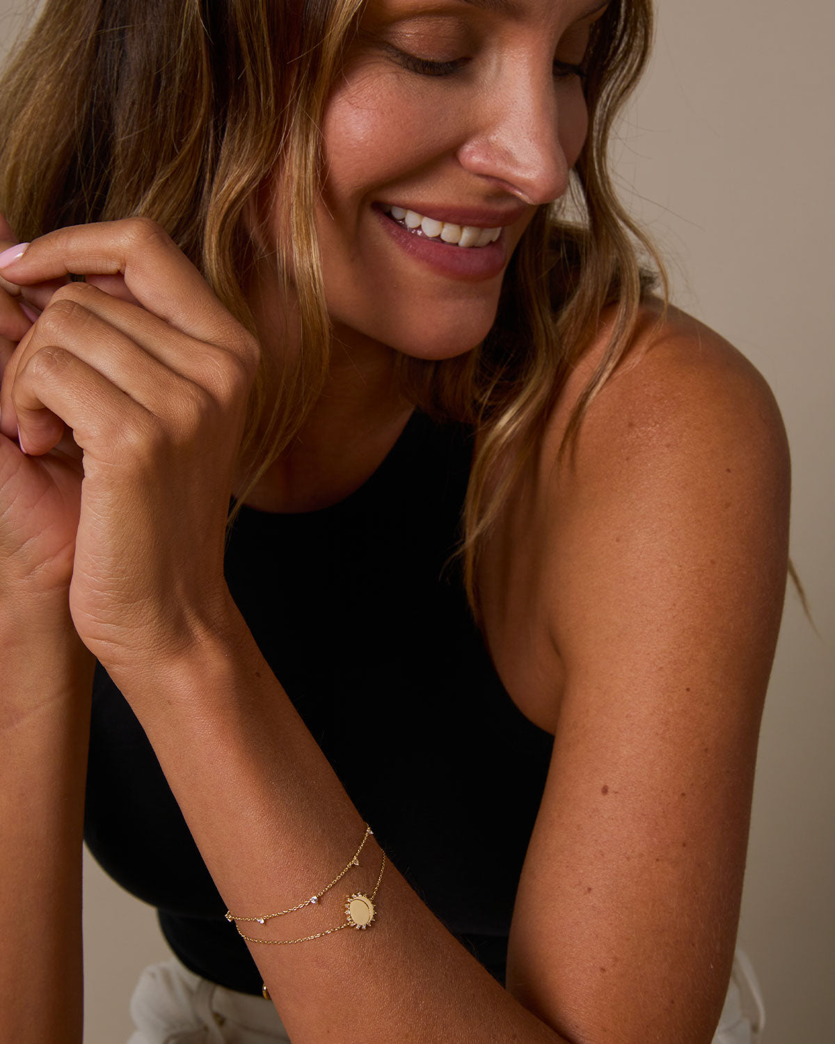 Bryan Anthonys Squad Crystal Bracelet in Gold On Model