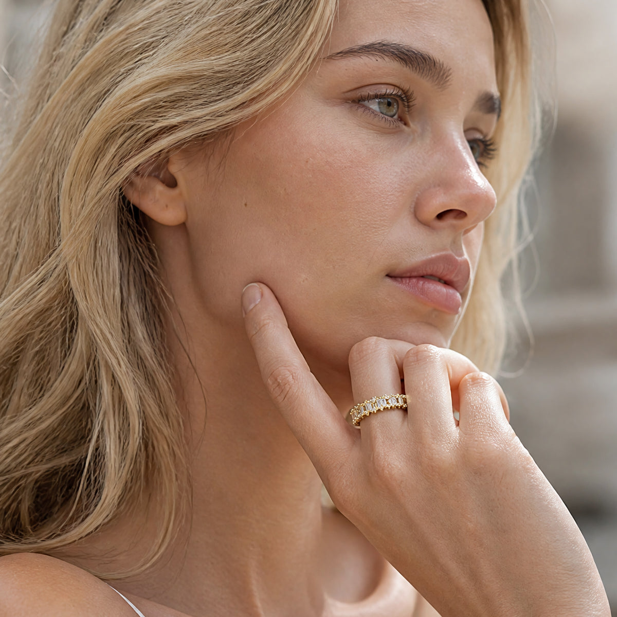 The Becoming Marquise Double Pavé Stacking Ring