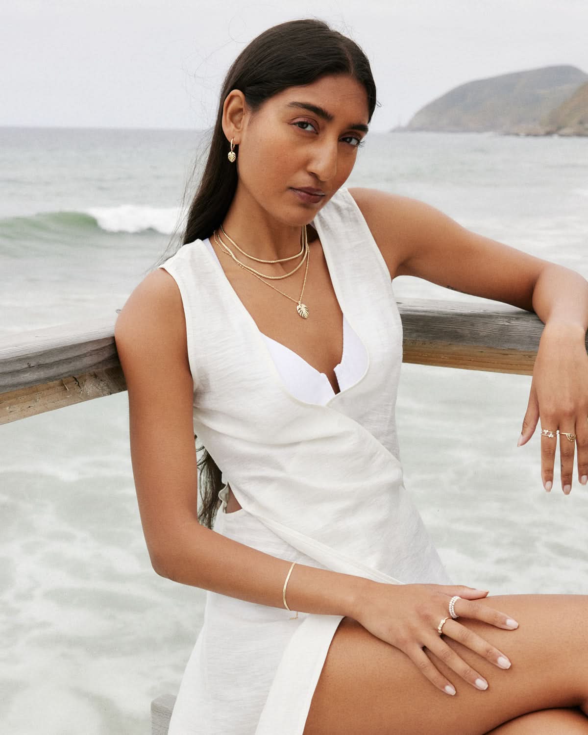 Model wearing Breathe Pendant Necklace