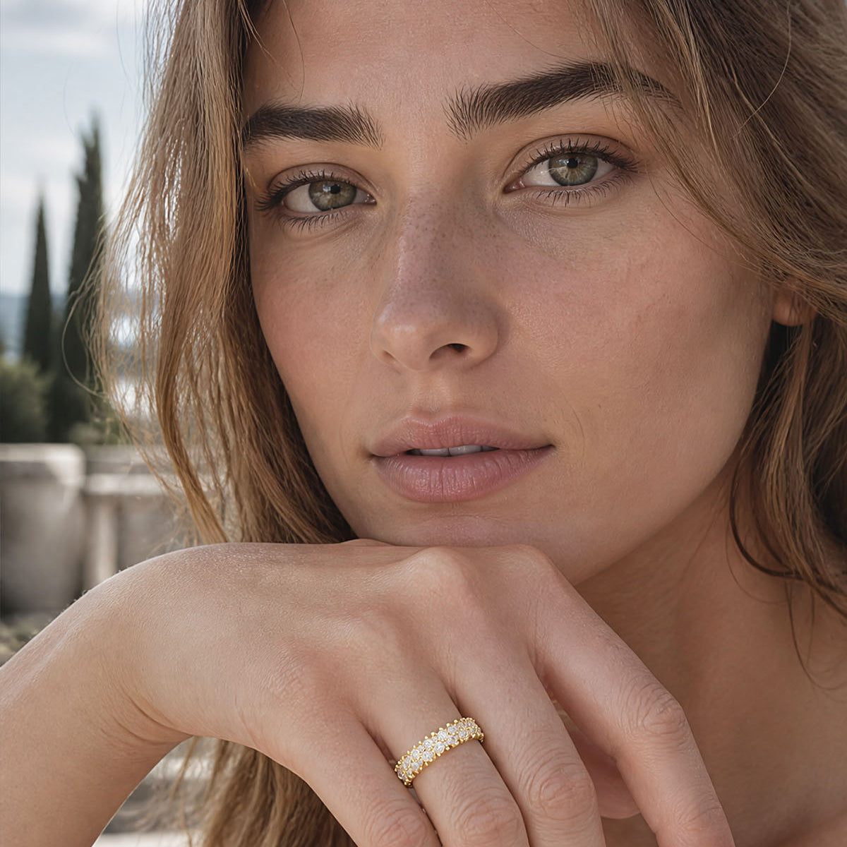 The Becoming Sunburst Stacking Ring