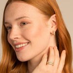 Bryan Anthonys Radiance Collection Baguette Mini Hoop Earrings On Model