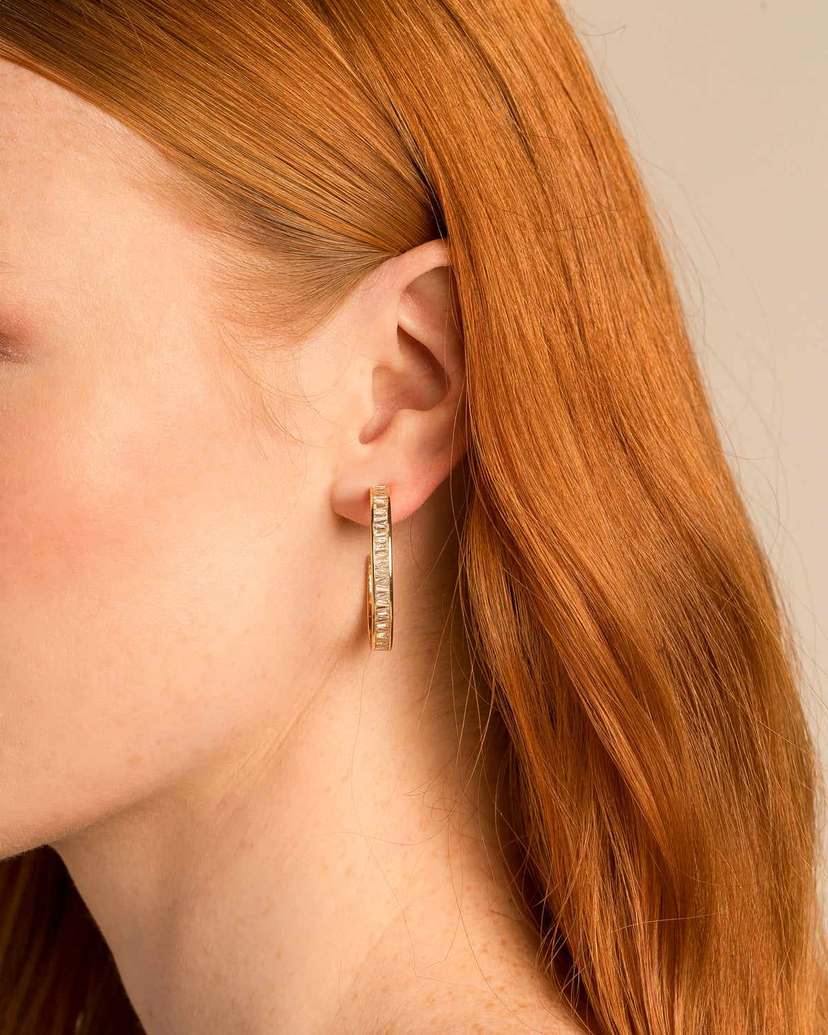 Bryan Anthonys Radiance Collection Baguette Maxi Hoop Earrings On Model