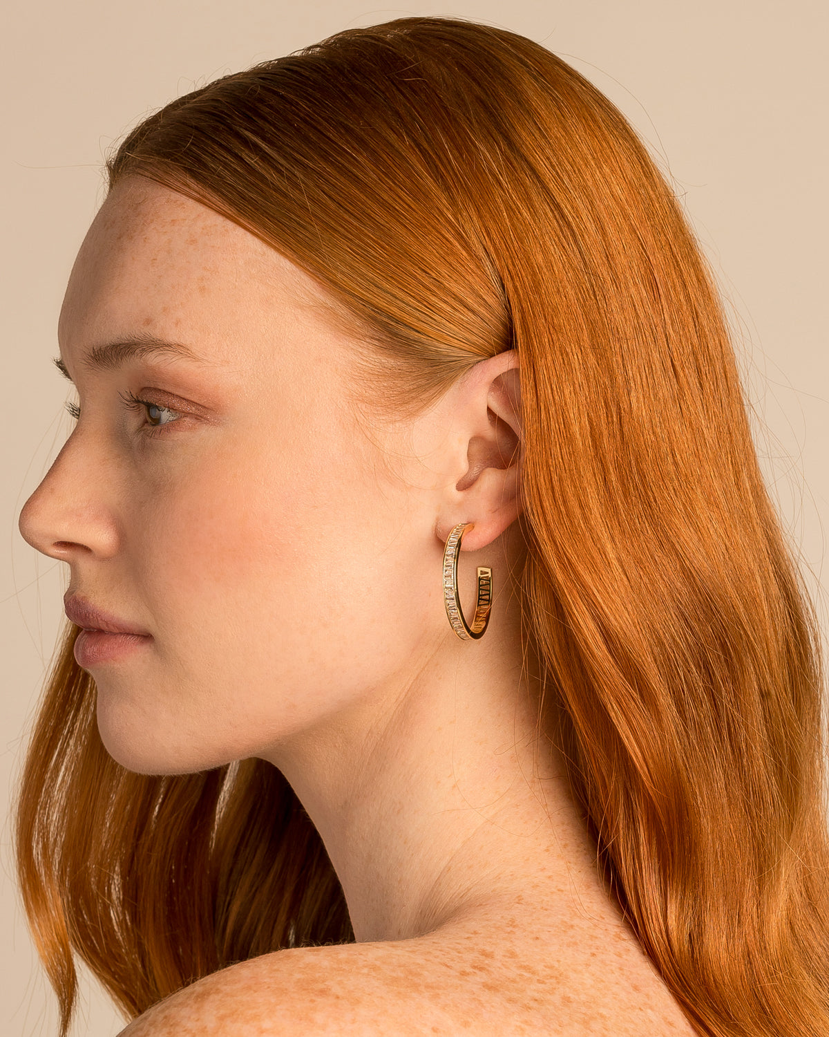 Bryan Anthonys Radiance Collection Baguette Maxi Hoop Earrings On Model