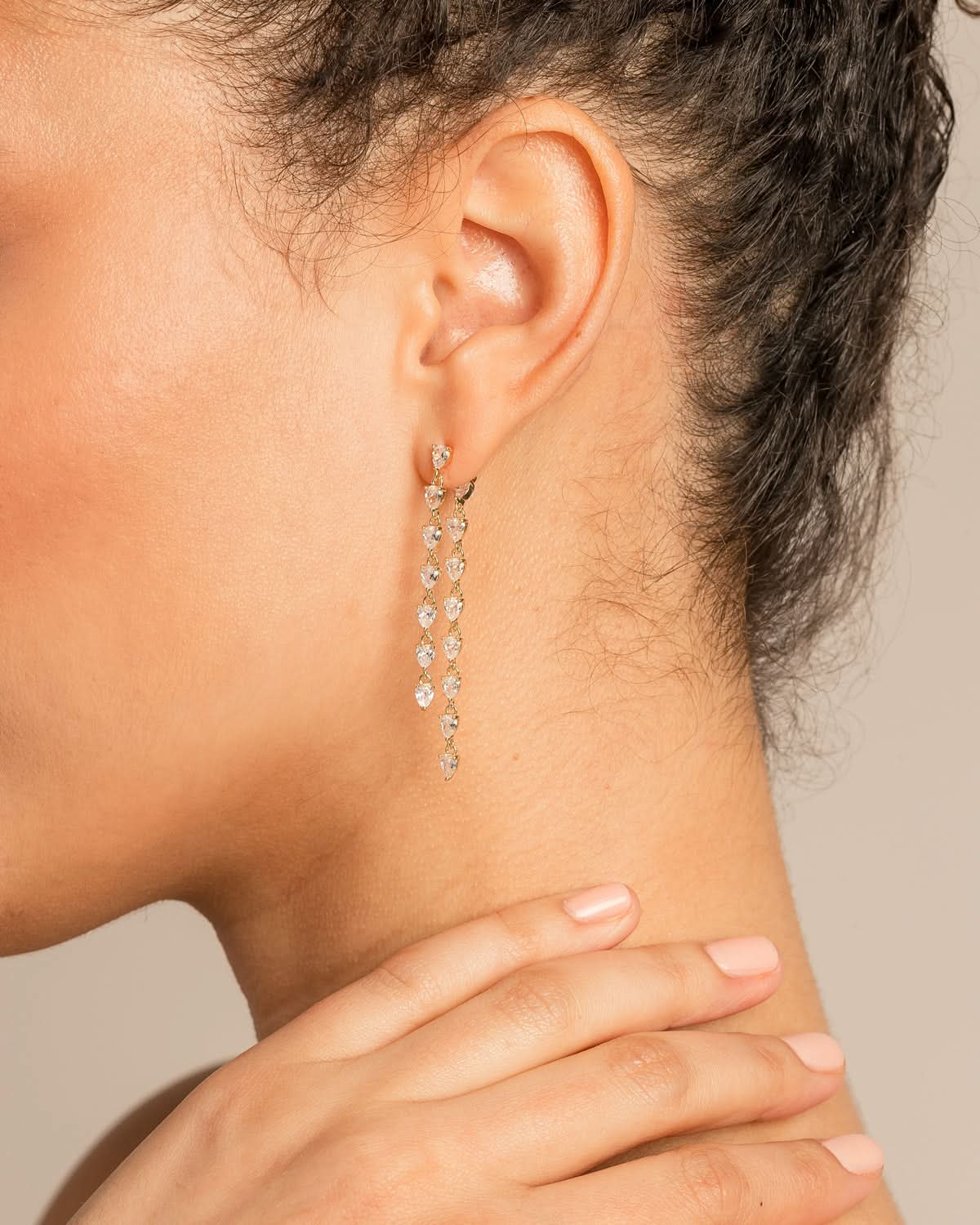 Bryan Anthonys Radiance Collection Pear Cut Chandelier Earrings On Model