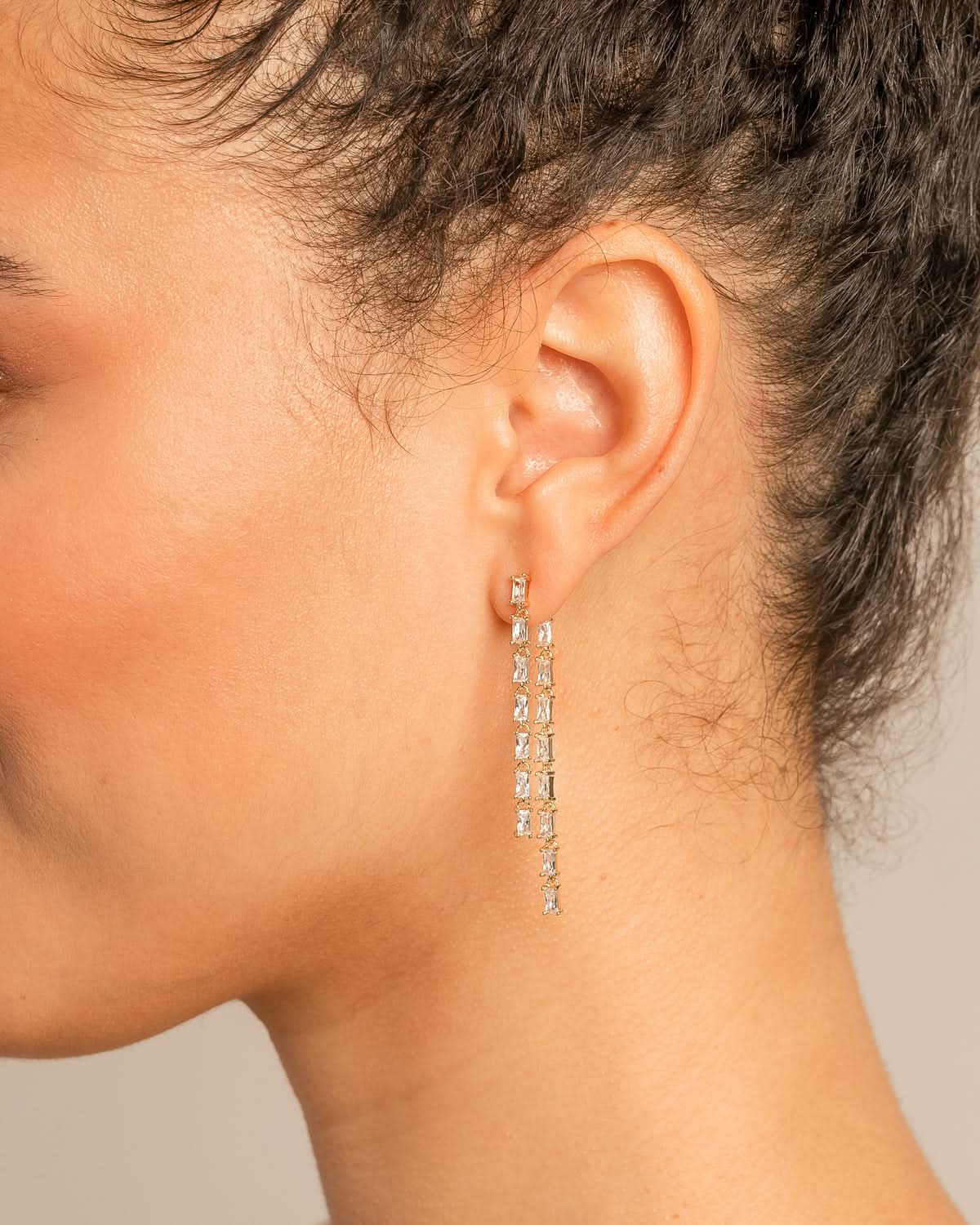 Bryan Anthonys Radiance Collection Baguette Chandelier Earrings Emerald Cut On Model
