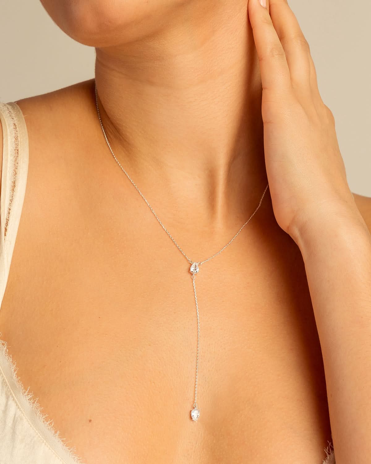Bryan Anthonys Radiance Collection Pear Cut Lariat Necklace On Model