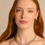 Bryan Anthonys Radiance Collection Baguette Tennis Necklace On Model Gold