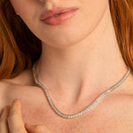 Bryan Anthonys Radiance Collection Baguette Tennis Necklace On Model Silver