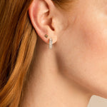 Bryan Anthonys Radiance Collection Baguette Mini Hoop Earrings On Model