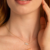 Bryan Anthonys Radiance Collection Baguette Dainty Necklace On Model in Gold