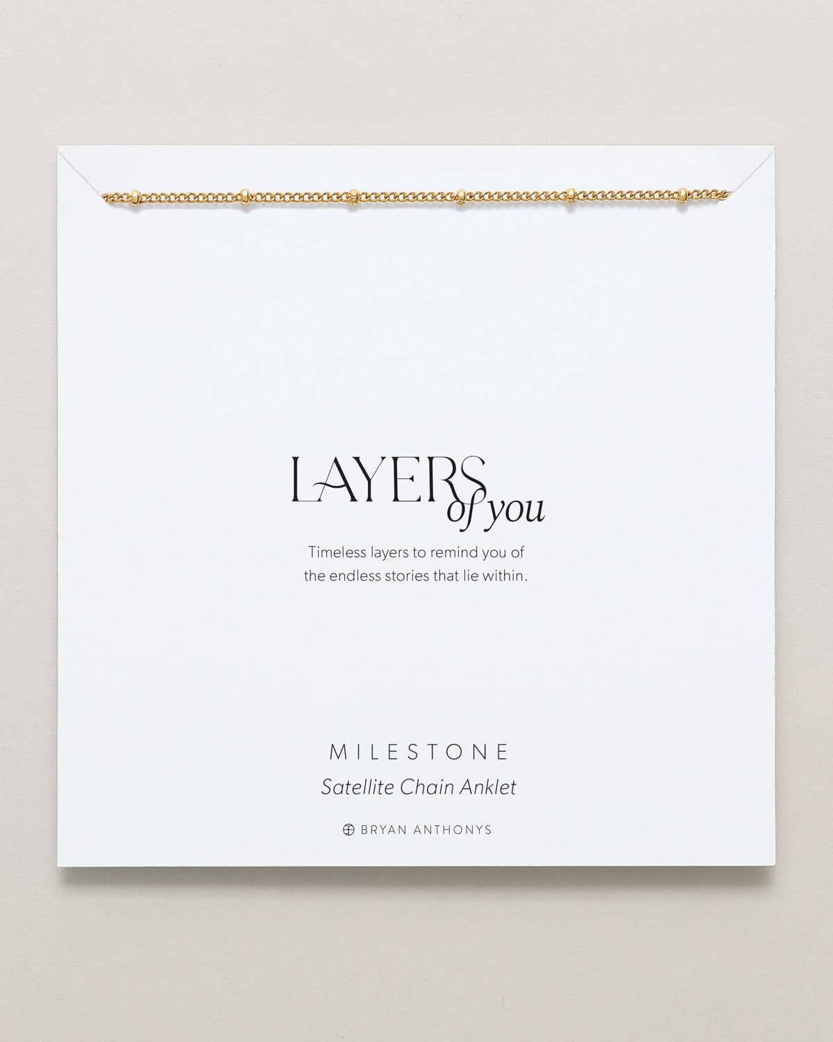 Bryan Anthonys Layers of You Milestone Gold Satellite Chain Anklet On Card