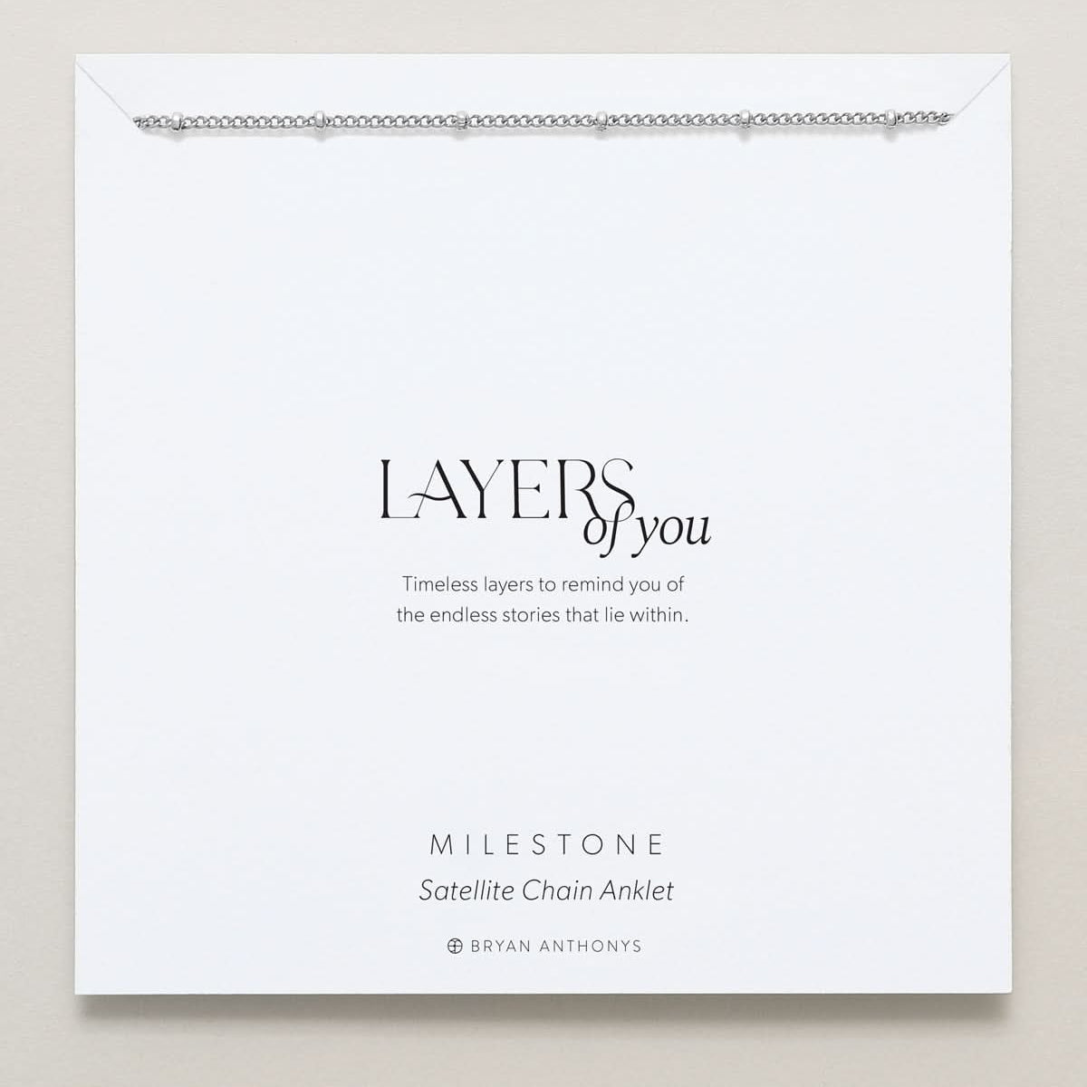 Bryan Anthonys Layers of You Milestone Silver Satellite Chain Anklet On Card