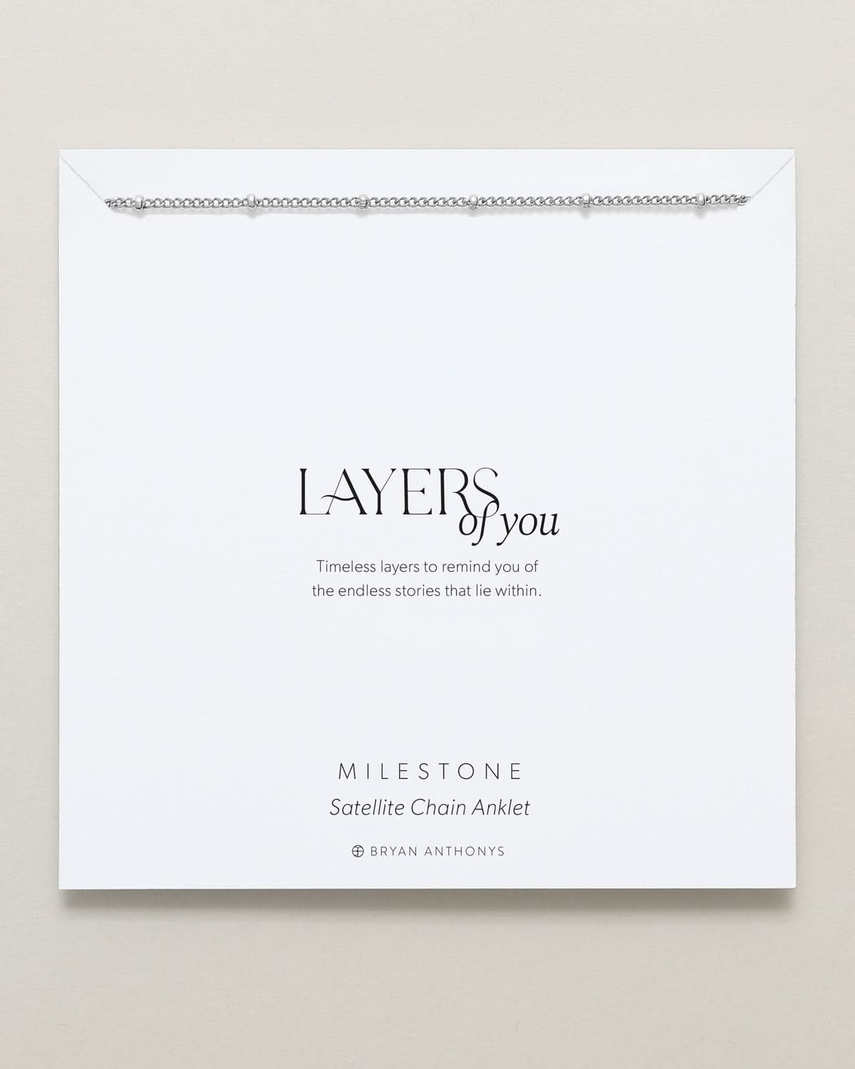 Bryan Anthonys Layers of You Milestone Silver Satellite Chain Anklet On Card