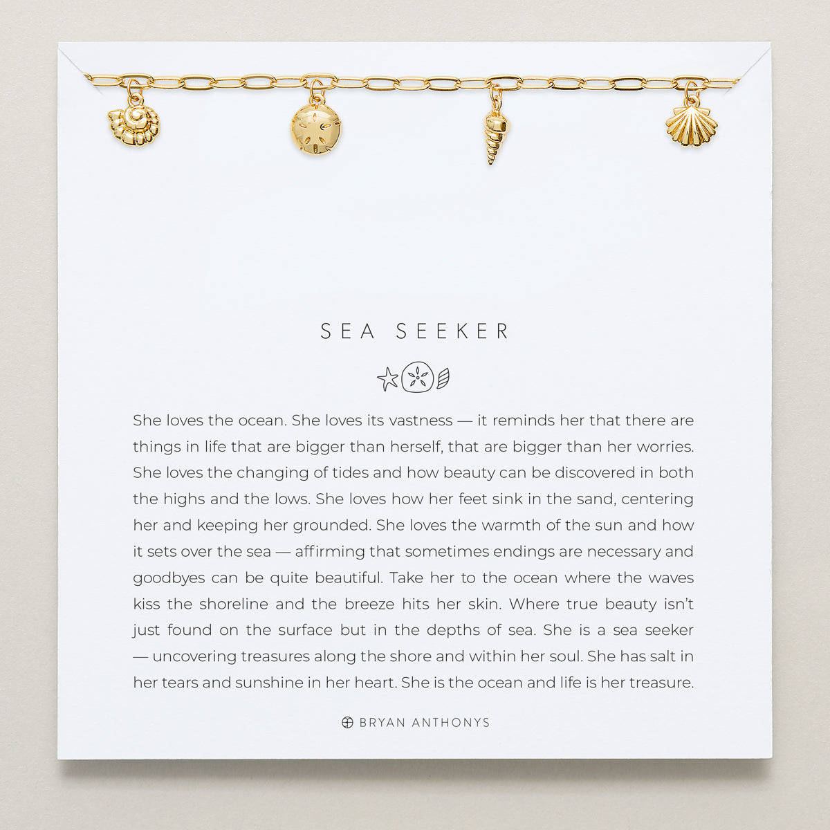 Bryan Anthonys Gold Sea Seeker Charm Bracelet On Card