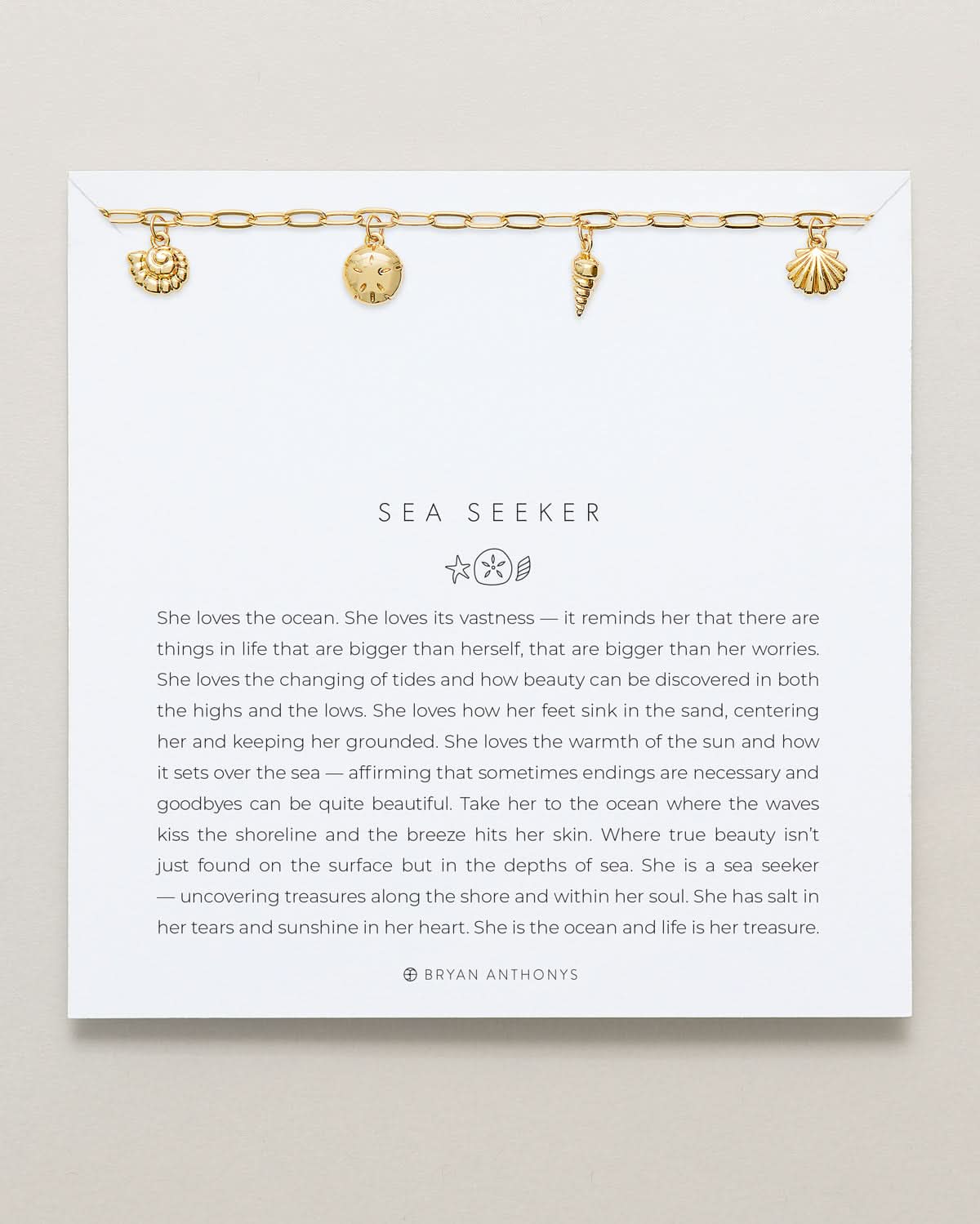 Bryan Anthonys Gold Sea Seeker Charm Bracelet On Card