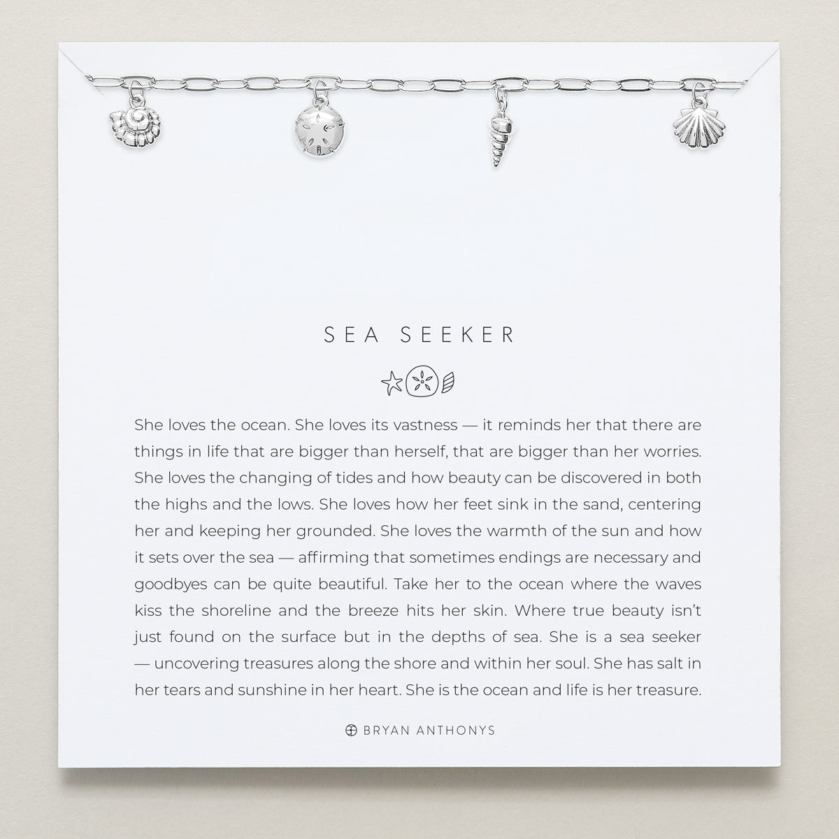 Bryan Anthonys Silver Sea Seeker Charm Bracelet On Card