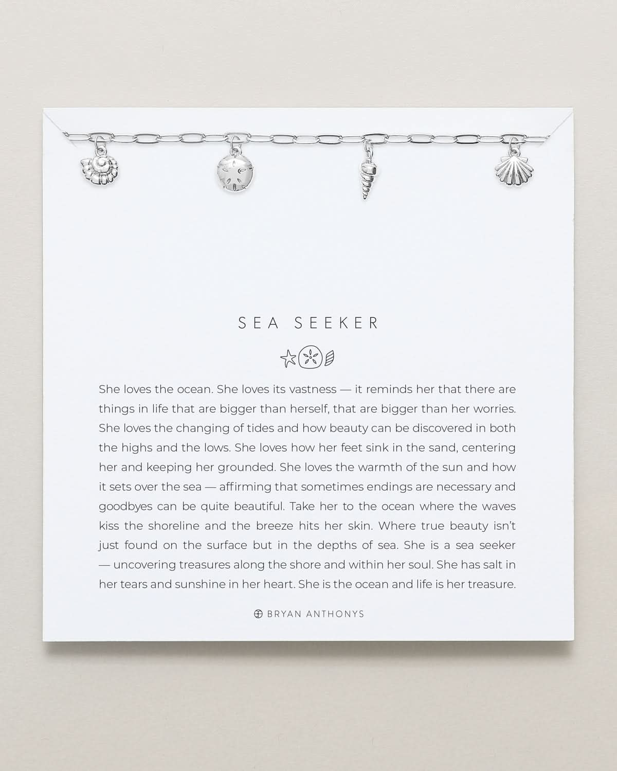 Bryan Anthonys Silver Sea Seeker Charm Bracelet On Card