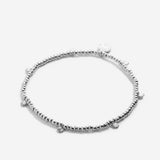 Close-up of Strength Beaded Icon Bracelet in silver finish
