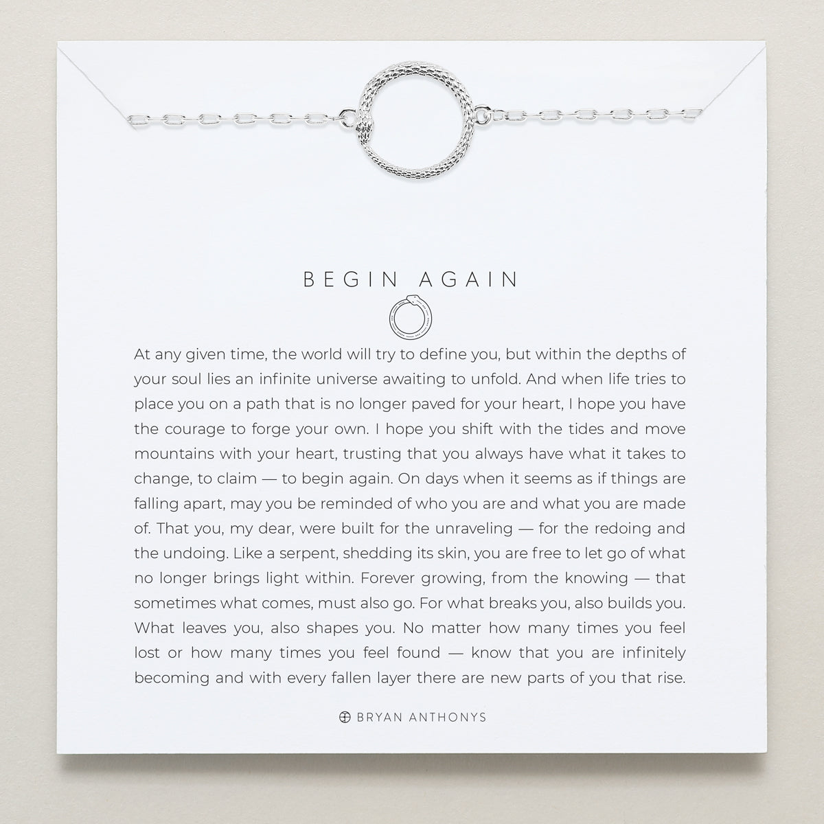 Bryan Anthonys Begin Again Bracelet On Card In Silver