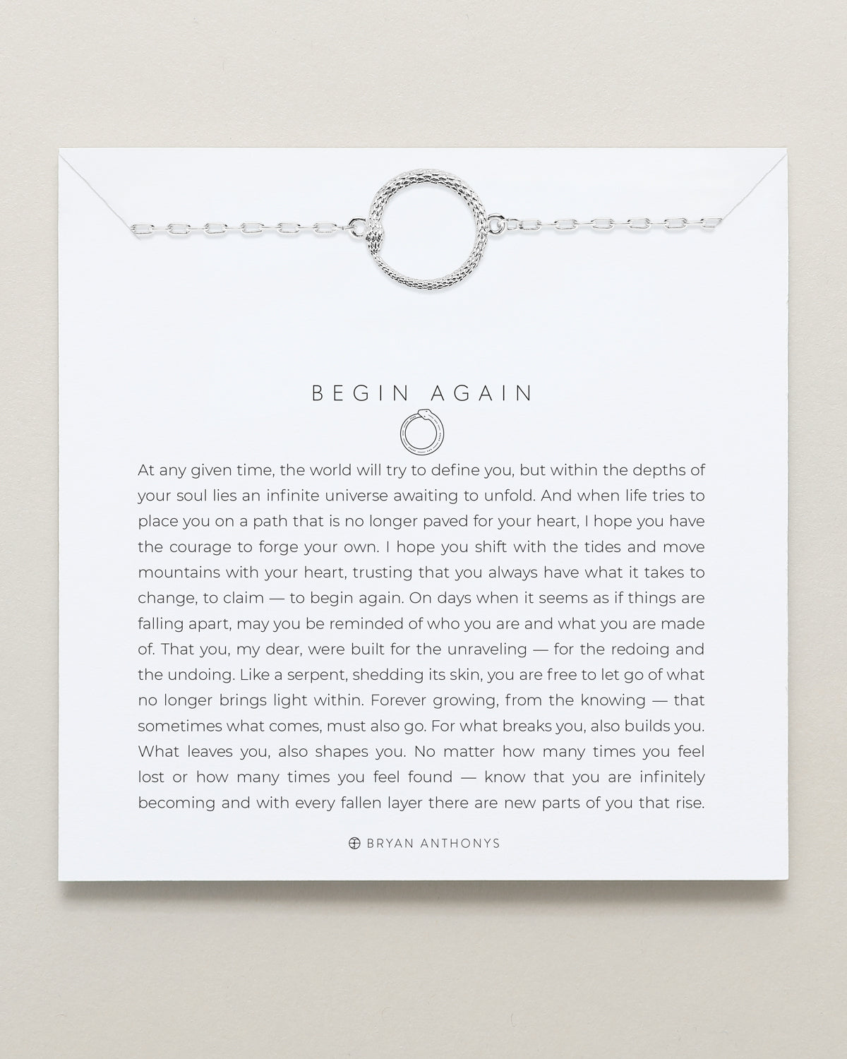 Bryan Anthonys Begin Again Bracelet On Card In Silver