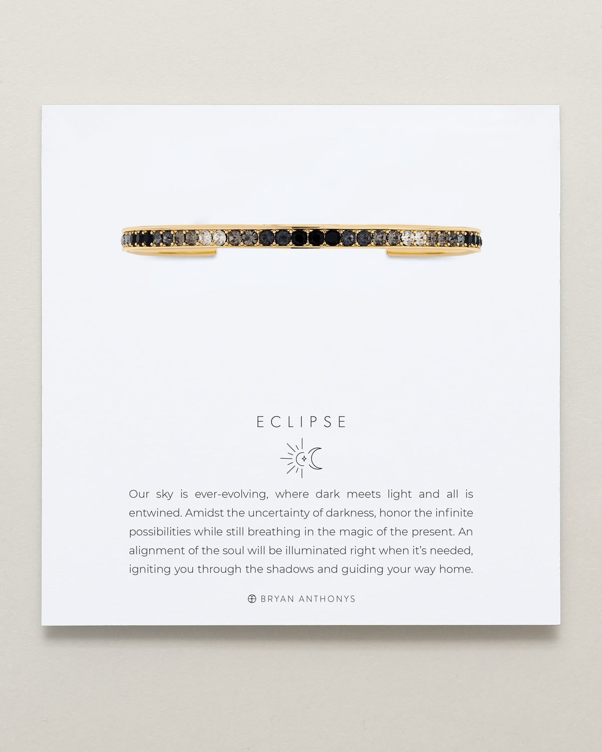 Bryan Anthonys Eclipse Pave Bangle in Gold with Meaning Card