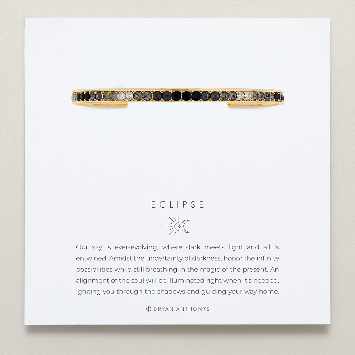 Bryan Anthonys Eclipse Pave Bangle in Gold with Meaning Card