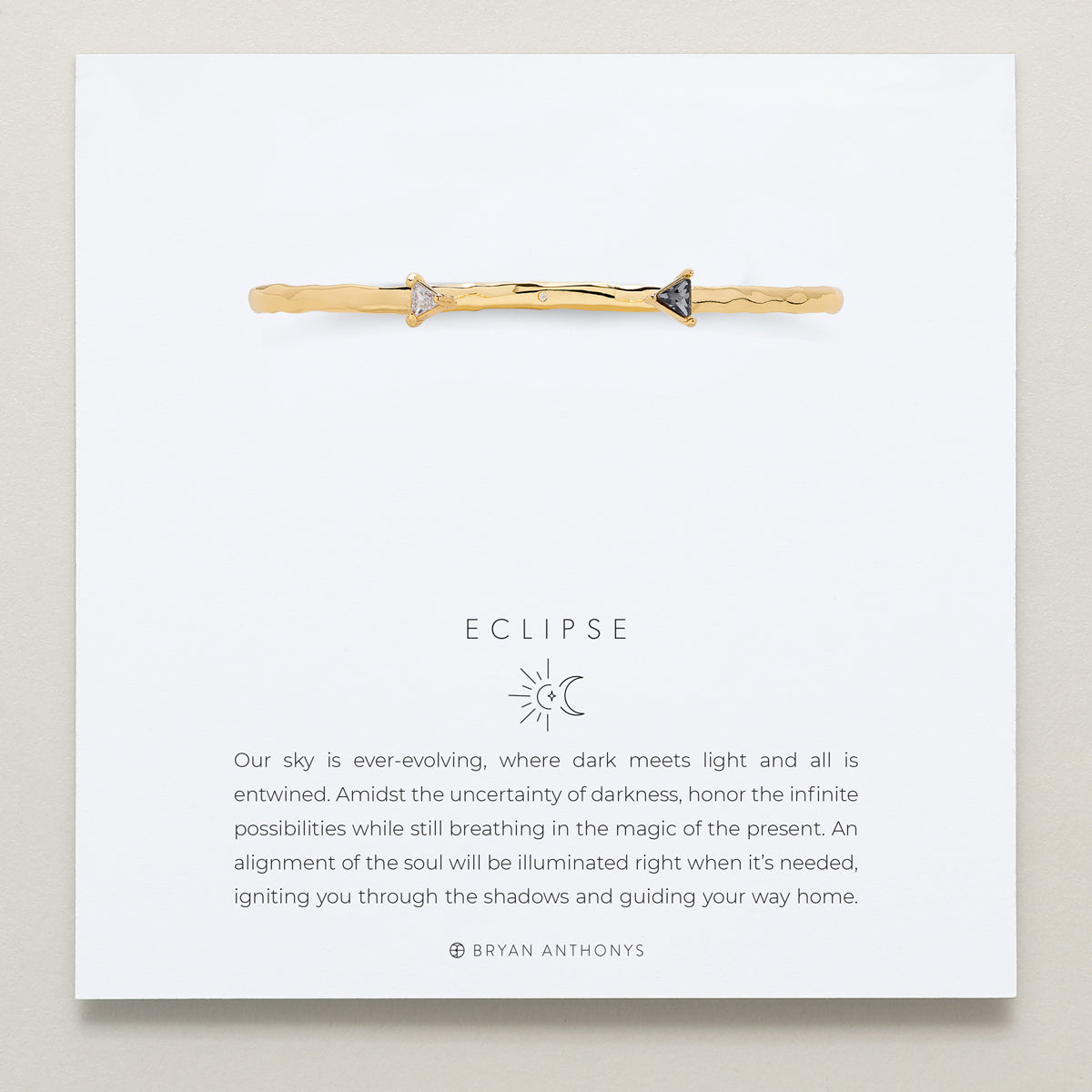 Bryan Anthonys Eclipse Collection Trillion Cuff in Gold with Meaning Card