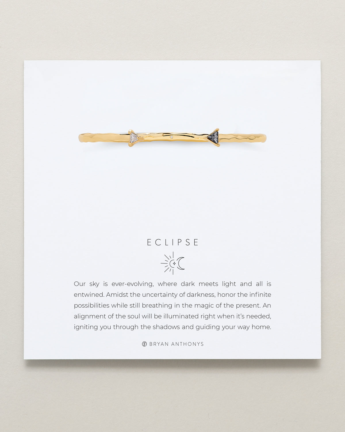 Bryan Anthonys Eclipse Collection Trillion Cuff in Gold with Meaning Card