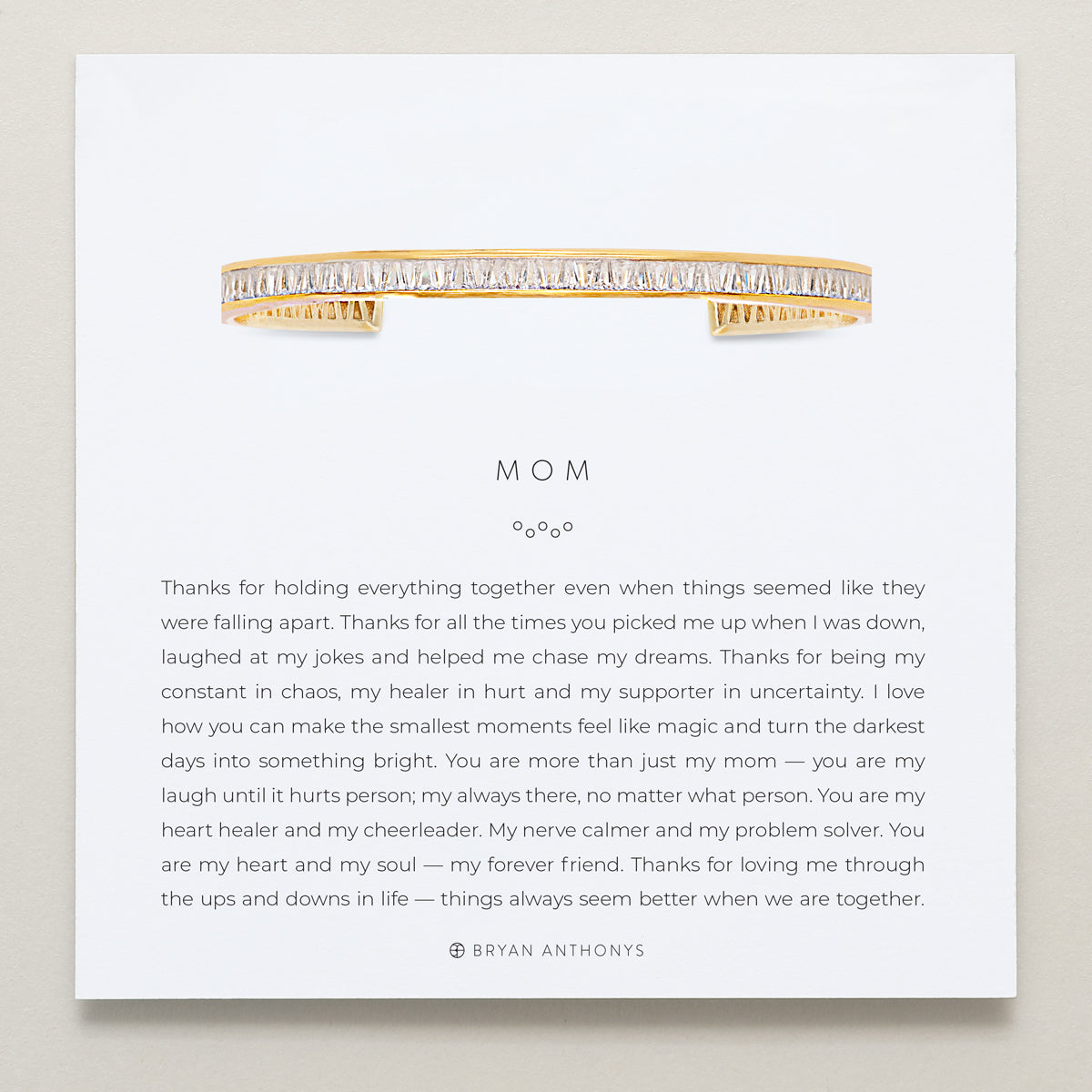 Bryan Anthonys Mom Baguette Cuff Gold On Card