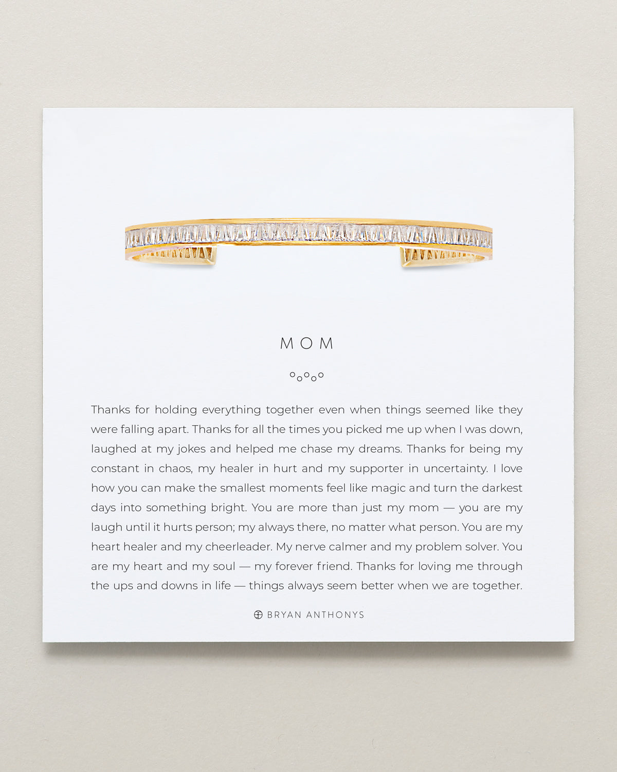 Bryan Anthonys Mom Baguette Cuff Gold On Card