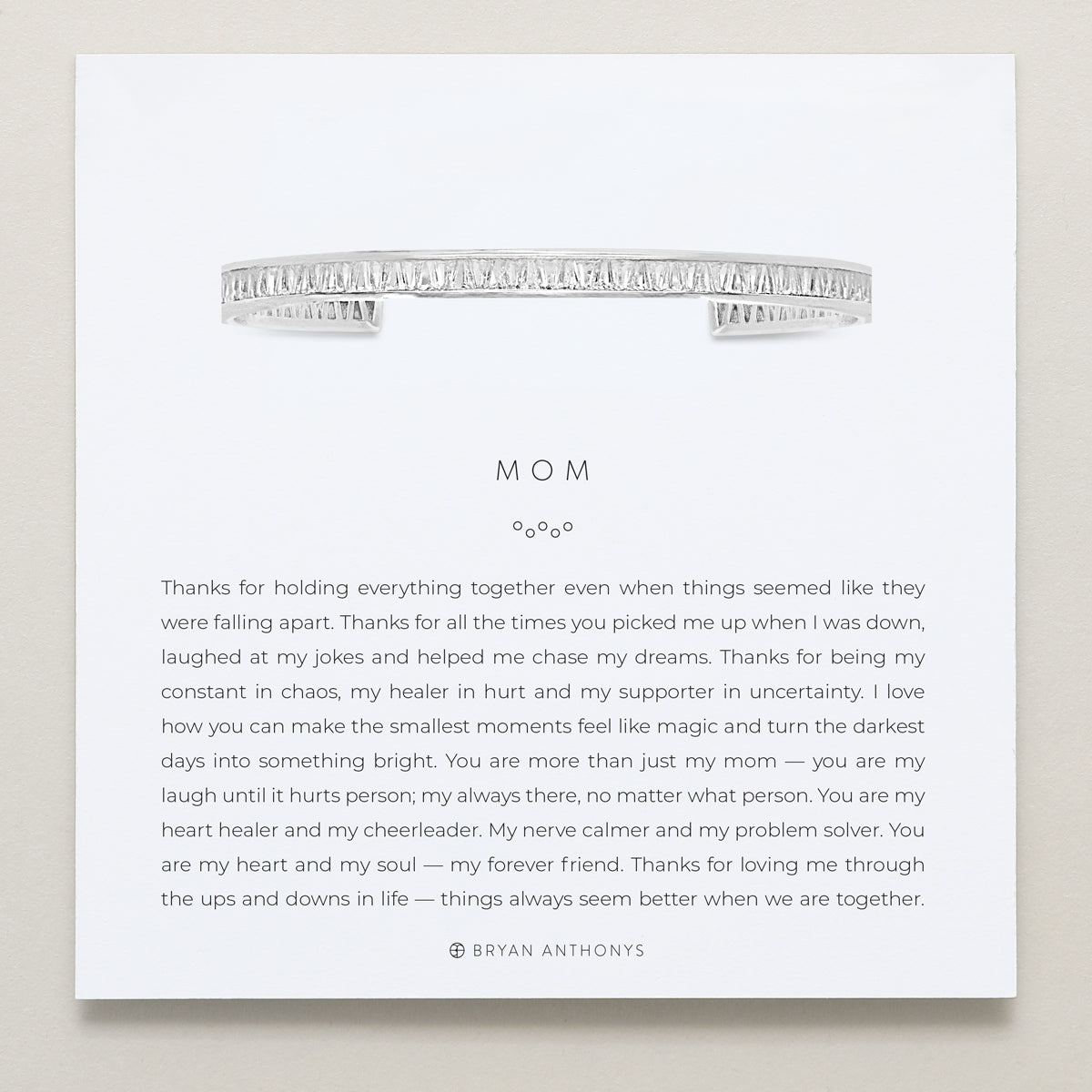 Bryan Anthonys Mom Baguette Cuff Silver On Card
