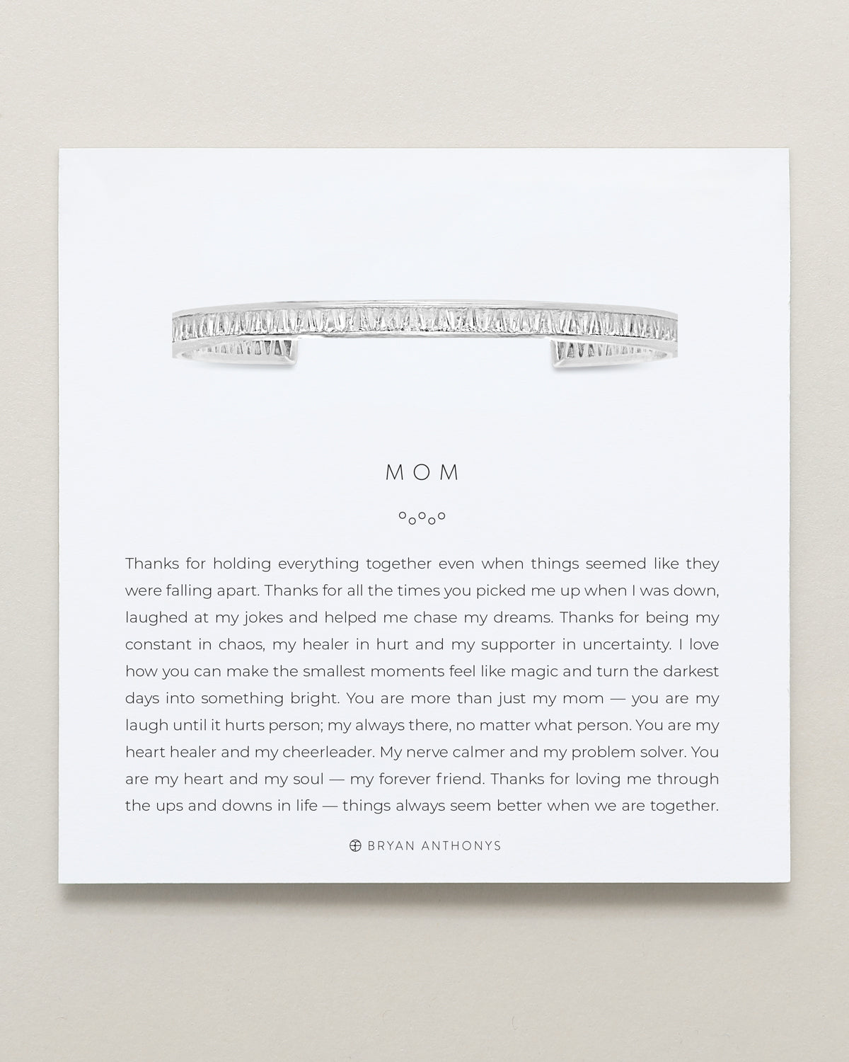 Bryan Anthonys Mom Baguette Cuff Silver On Card
