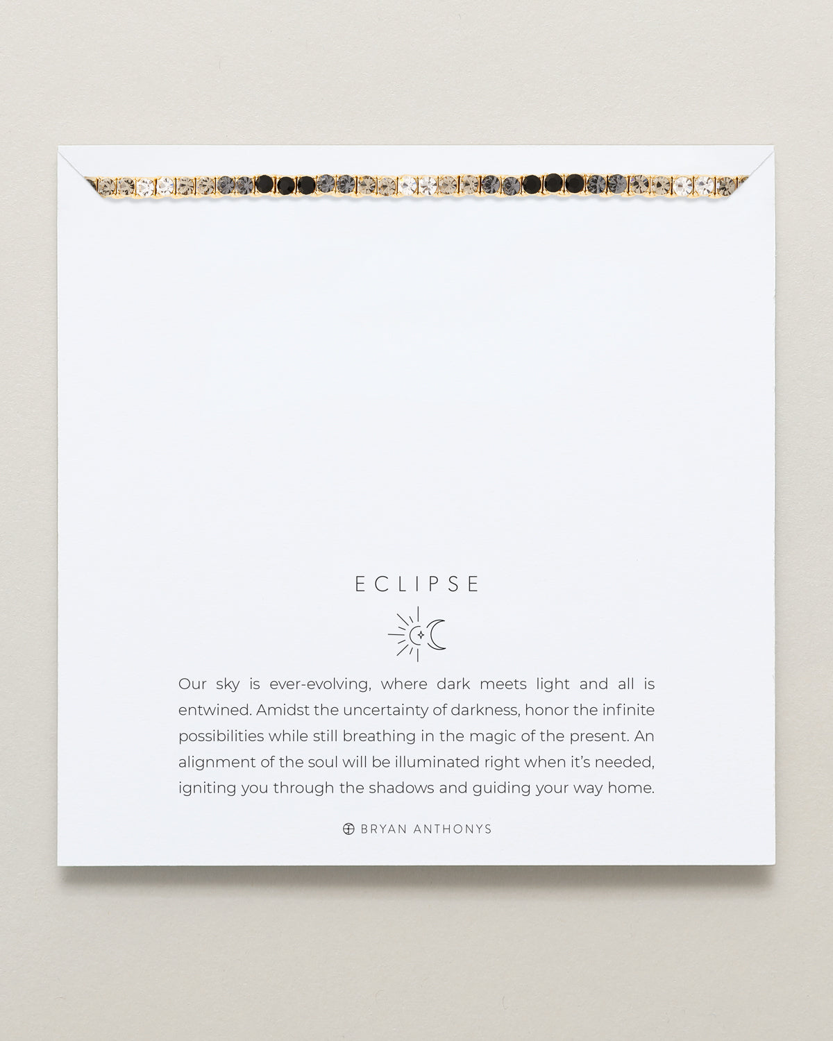 Bryan Anthonys Eclipse Collection Tennis Bracelet in Gold with Meaning Card