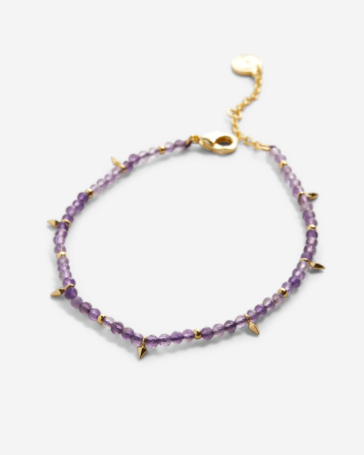 Bryan Anthonys Amethyst Healing Stone Gold Beaded Bracelet Macro