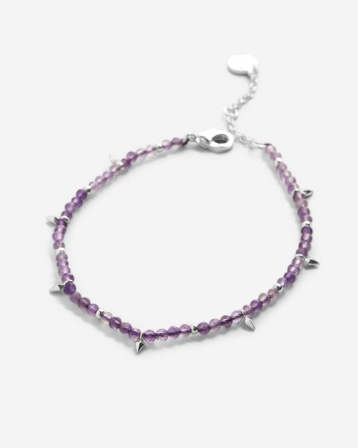 Bryan Anthonys Amethyst Healing Stone Silver Beaded Bracelet Macro