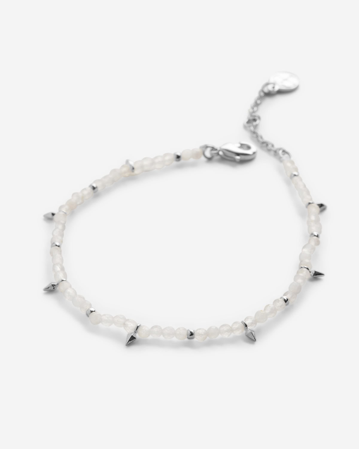 Bryan Anthonys Moonstone Healing Stone Silver Beaded Bracelet Macro