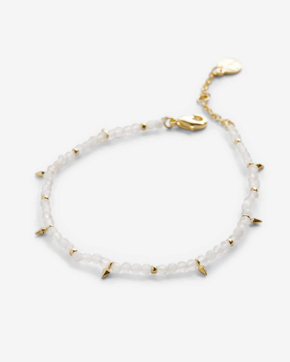 Bryan Anthonys Moonstone Healing Stone Gold Beaded Bracelet Macro