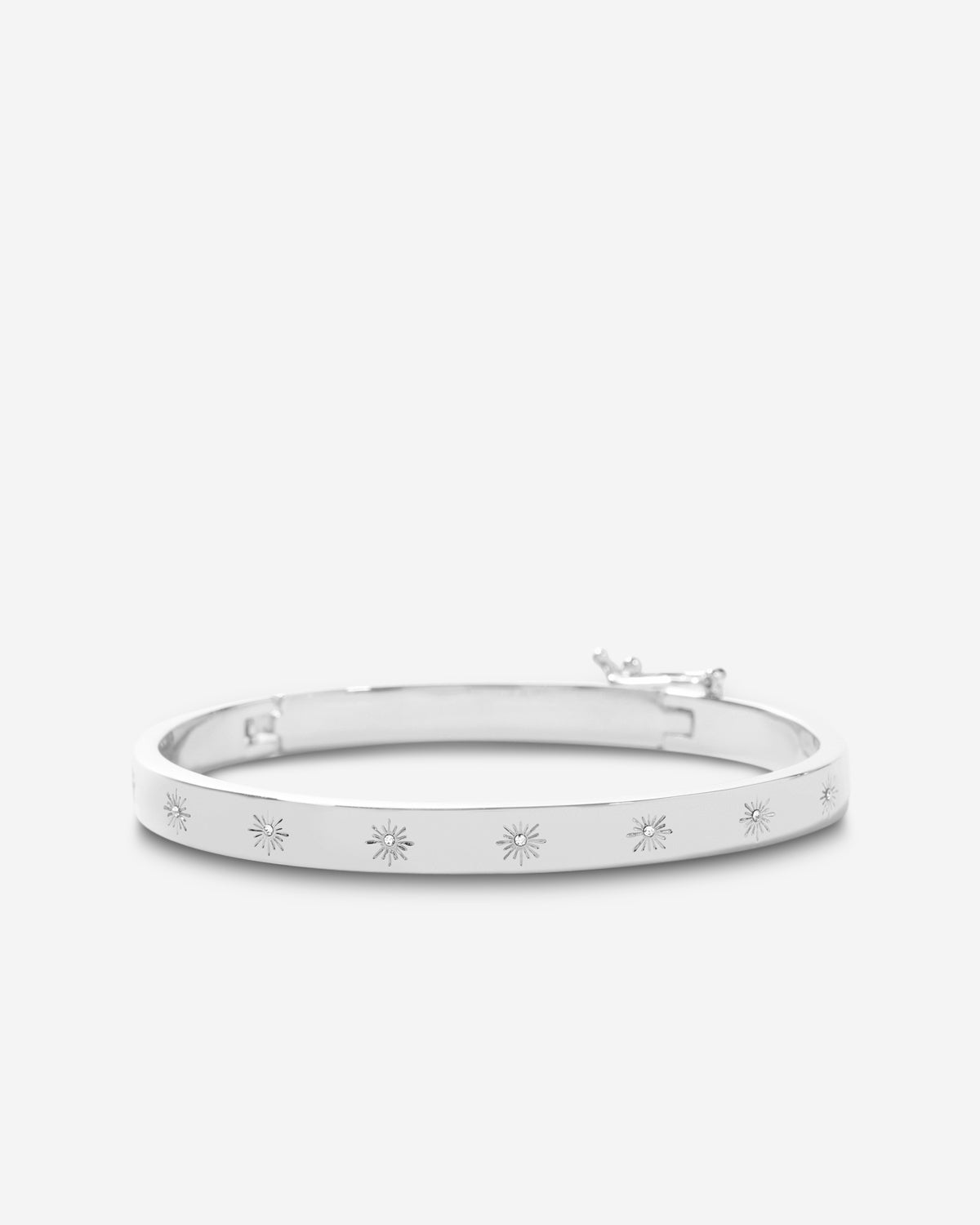 Bryan Anthonys Strength Silver Hinged Bracelet with Crystals Macro
