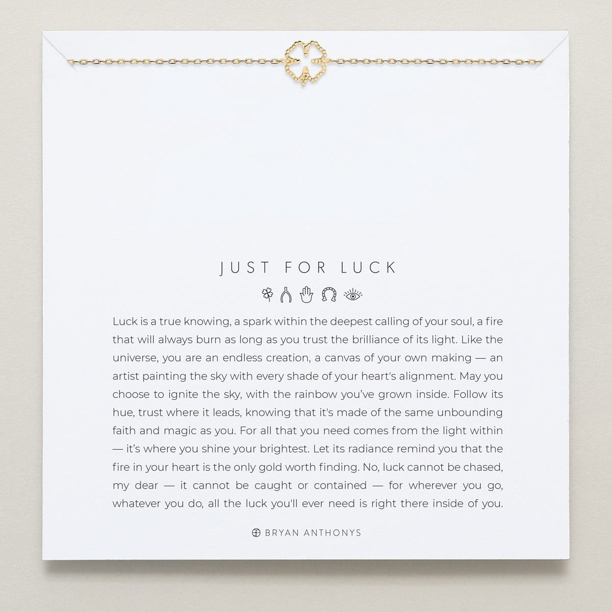 Bryan Anthonys Just For Luck Clover Gold Bracelet On Card
