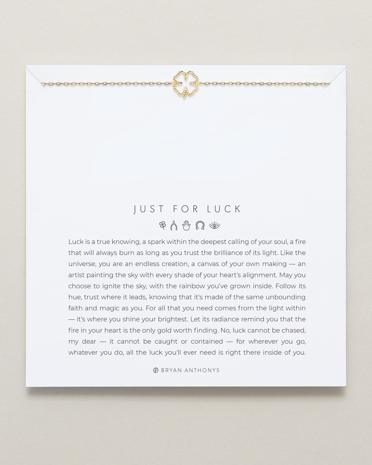 Bryan Anthonys Just For Luck Clover Gold Bracelet On Card