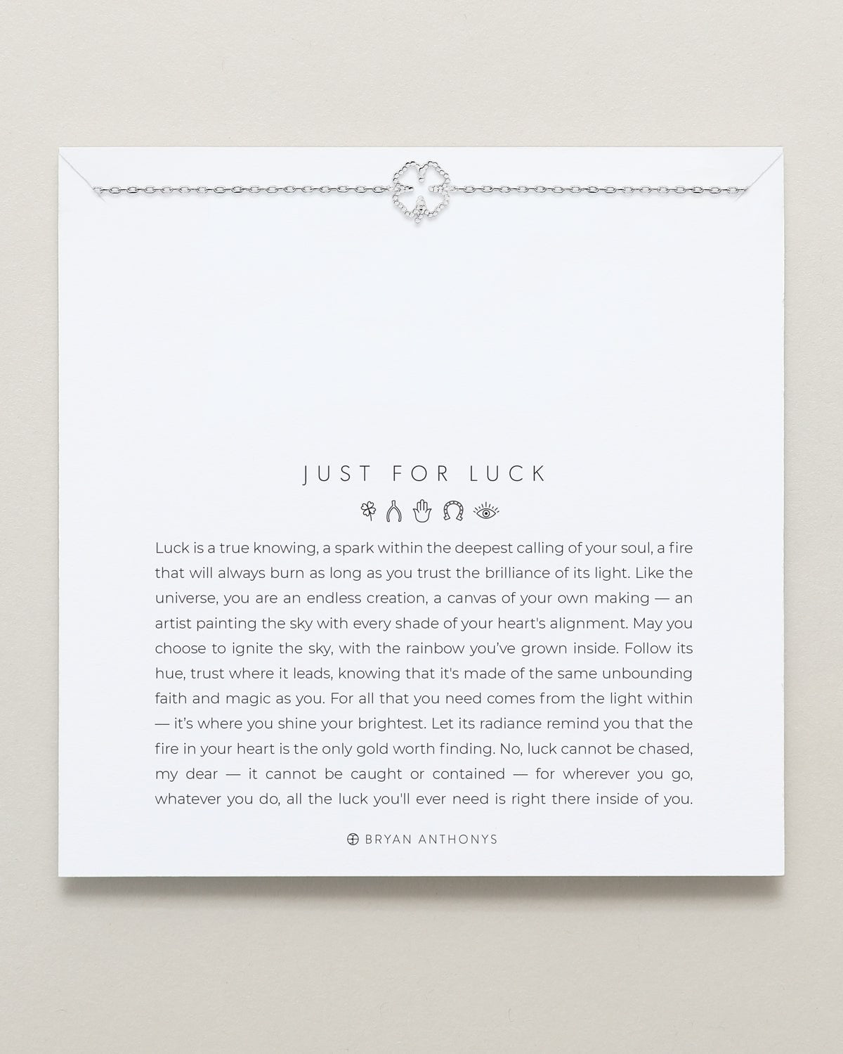 Bryan Anthonys Just For Luck Clover Silver Bracelet On Card