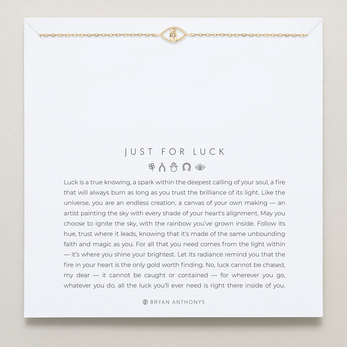 Bryan Anthonys Just For Luck Gold Evil Eye Bracelet On Card