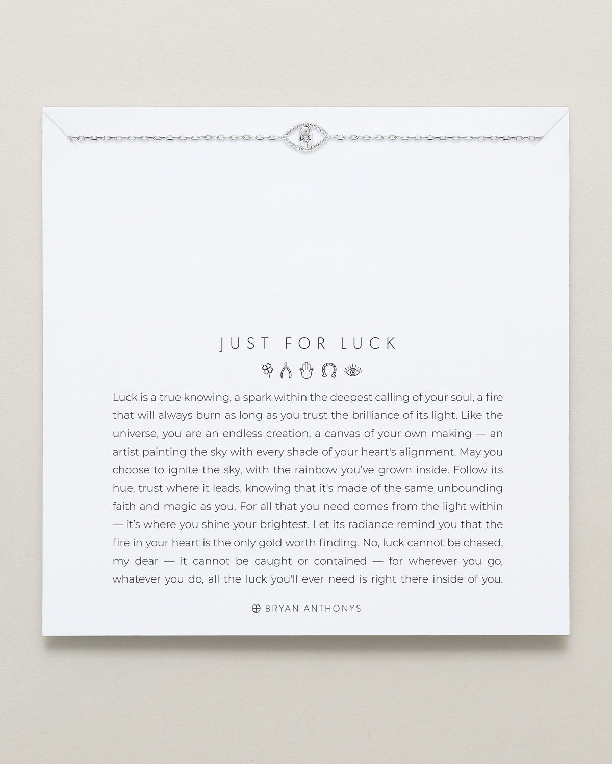 Bryan Anthonys Just For Luck Silver Evil Eye Bracelet On Card
