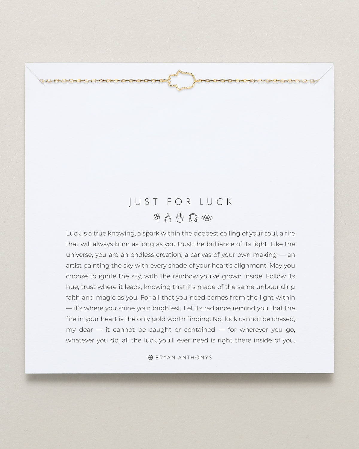 Bryan Anthonys Just For Luck Hamsa Gold Bracelet On Card